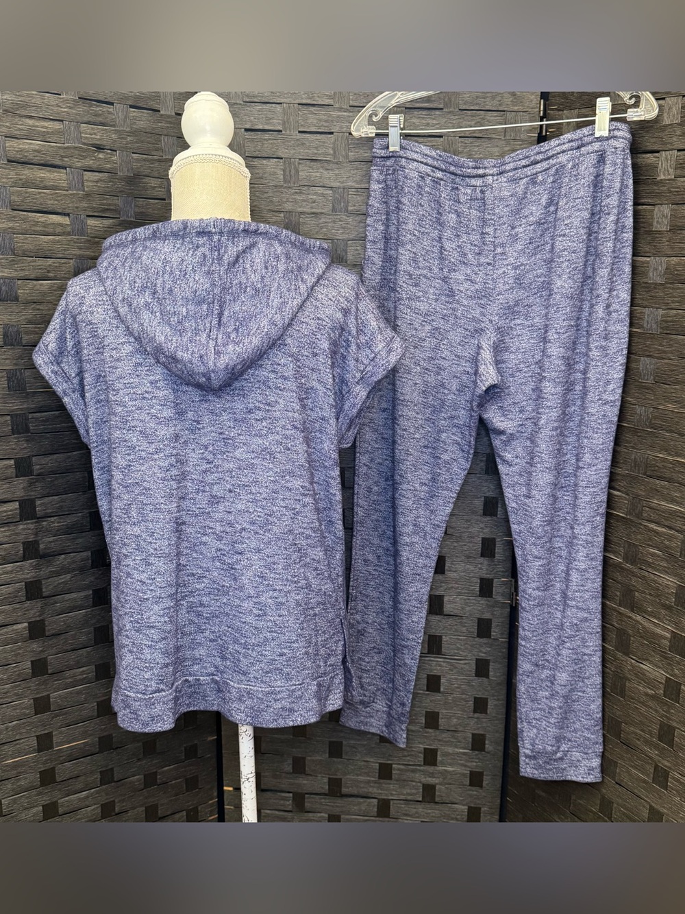 Sonoma Blue Heather Short-Sleeve Hoodie & Drawstring Joggers Lounge Set - Picture 2 of 4